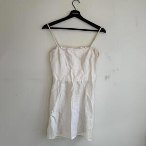 Reformation White Linen Spaghetti Strap Mini Dress